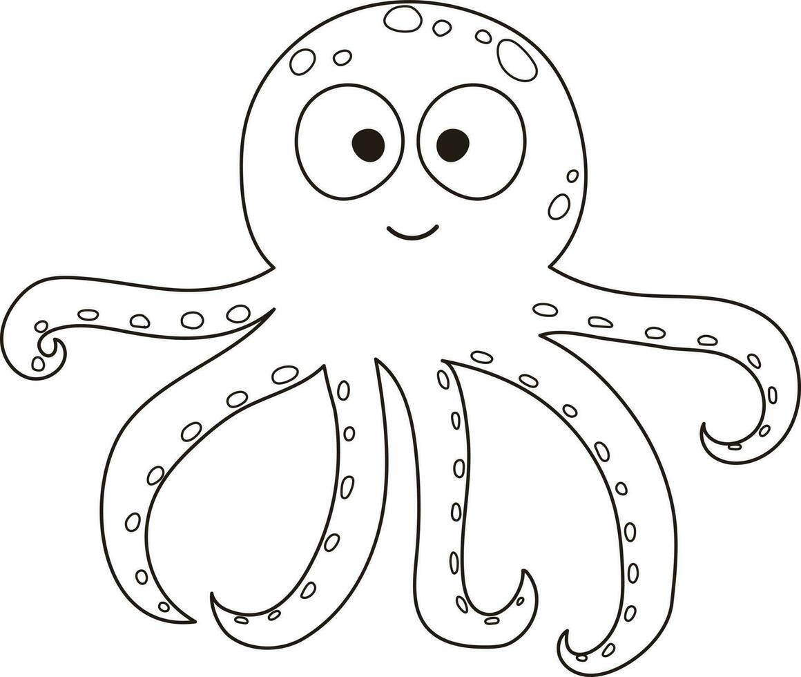 Octopus tropisch onderwater- tekenfilm grappig schetsen kleurrijk illustratie grafisch element kunst kaart vector