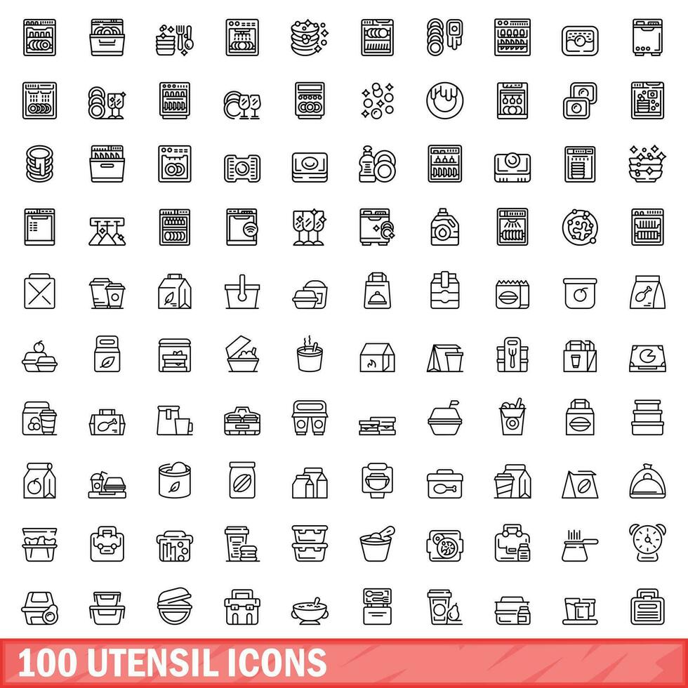 100 werktuig pictogrammen set, schets stijl vector