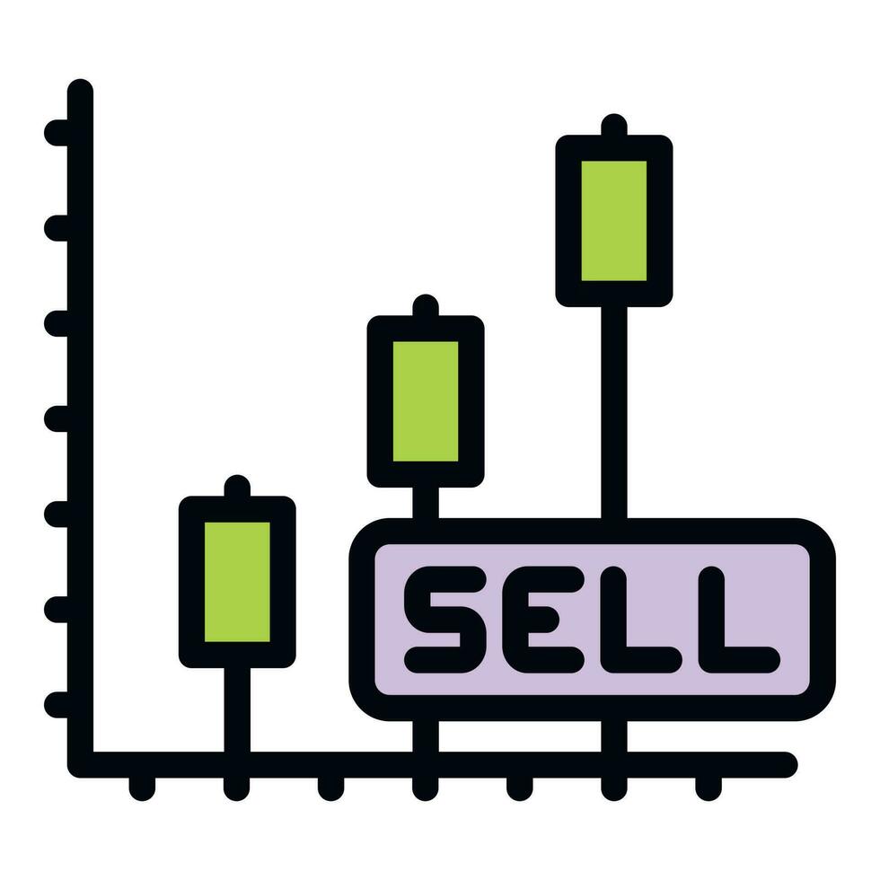 verkopen diagram markt icoon vector vlak