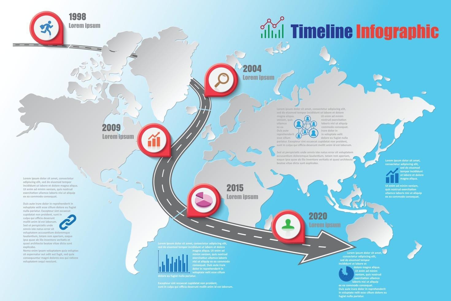 wereld roadmap tijdlijn infographic vector