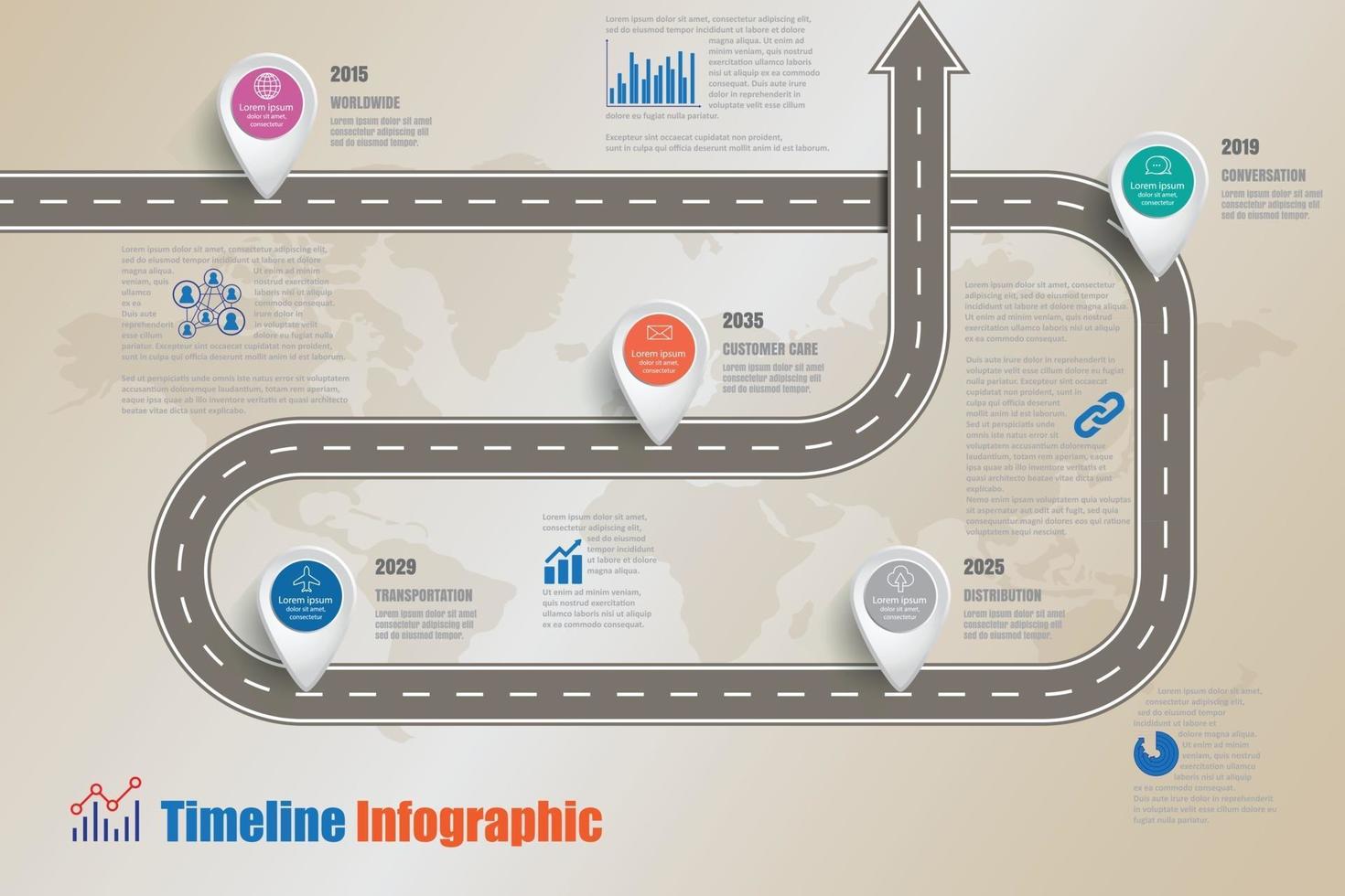 zakelijke routekaart tijdlijn infographic pictogrammen vector