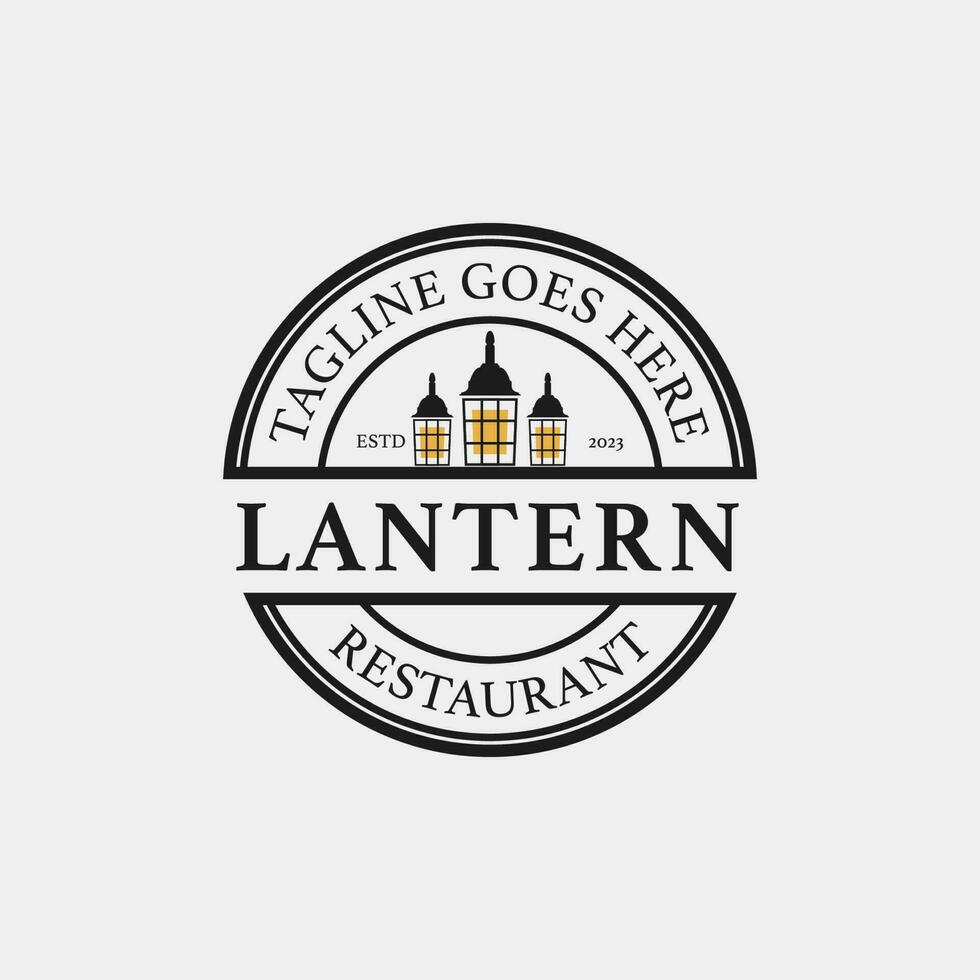 creatief lantaarn post lamp restaurant wijnoogst logo ontwerp vector concept illustratie idee