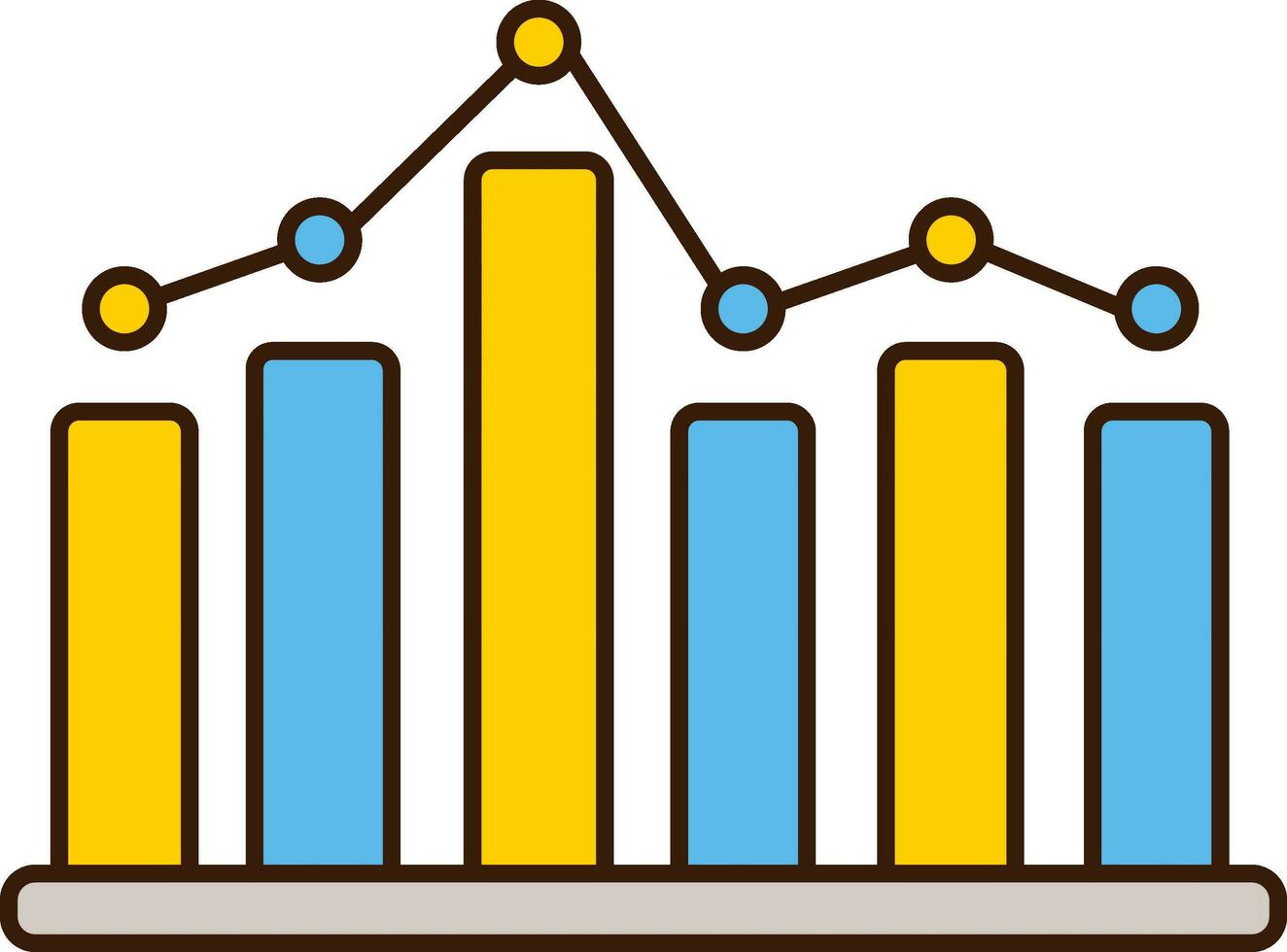 geel en blauw bedrijf bar diagram icoon in vlak stijl. vector