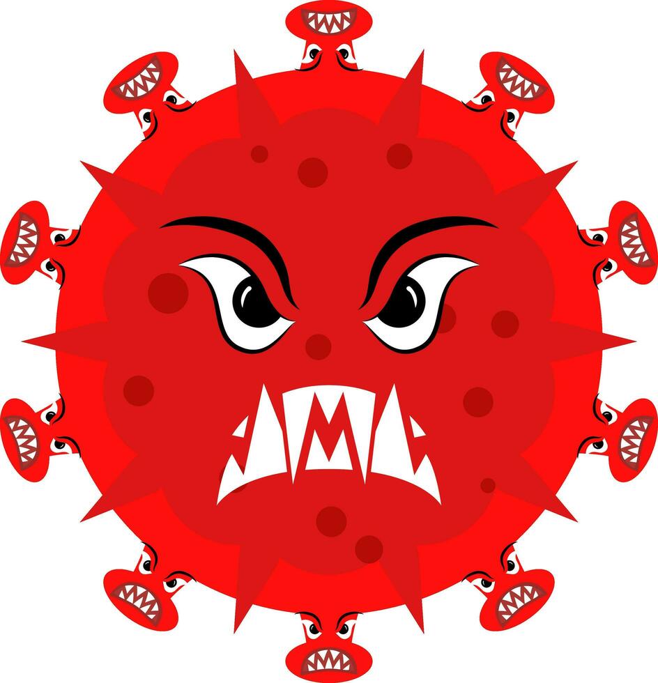 veel virus eng gezicht rood icoon of symbool. vector