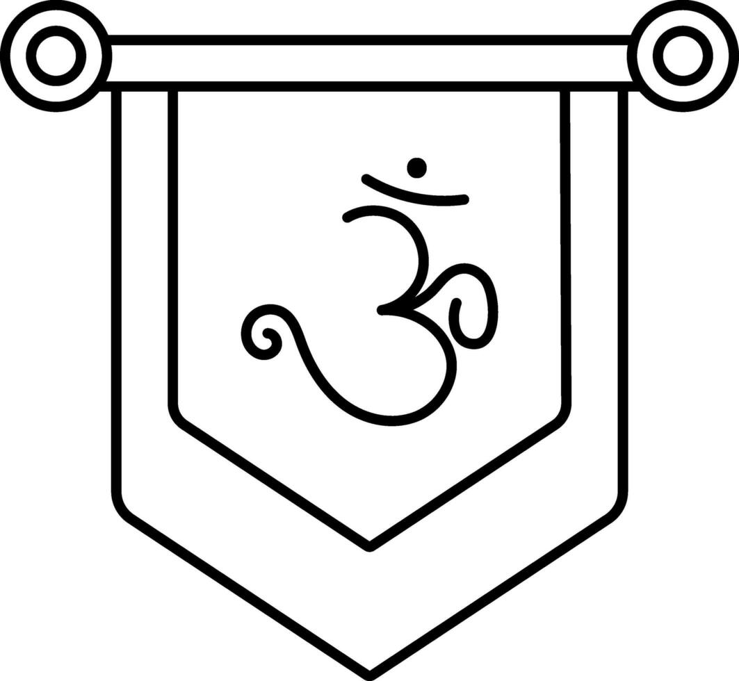 geïsoleerd vlag slinger met om symbool icoon in lijn kunst. vector