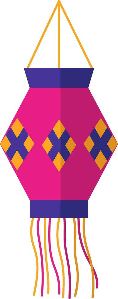 kleurrijk zeshoekig kandil hangen icoon in vlak stijl. vector