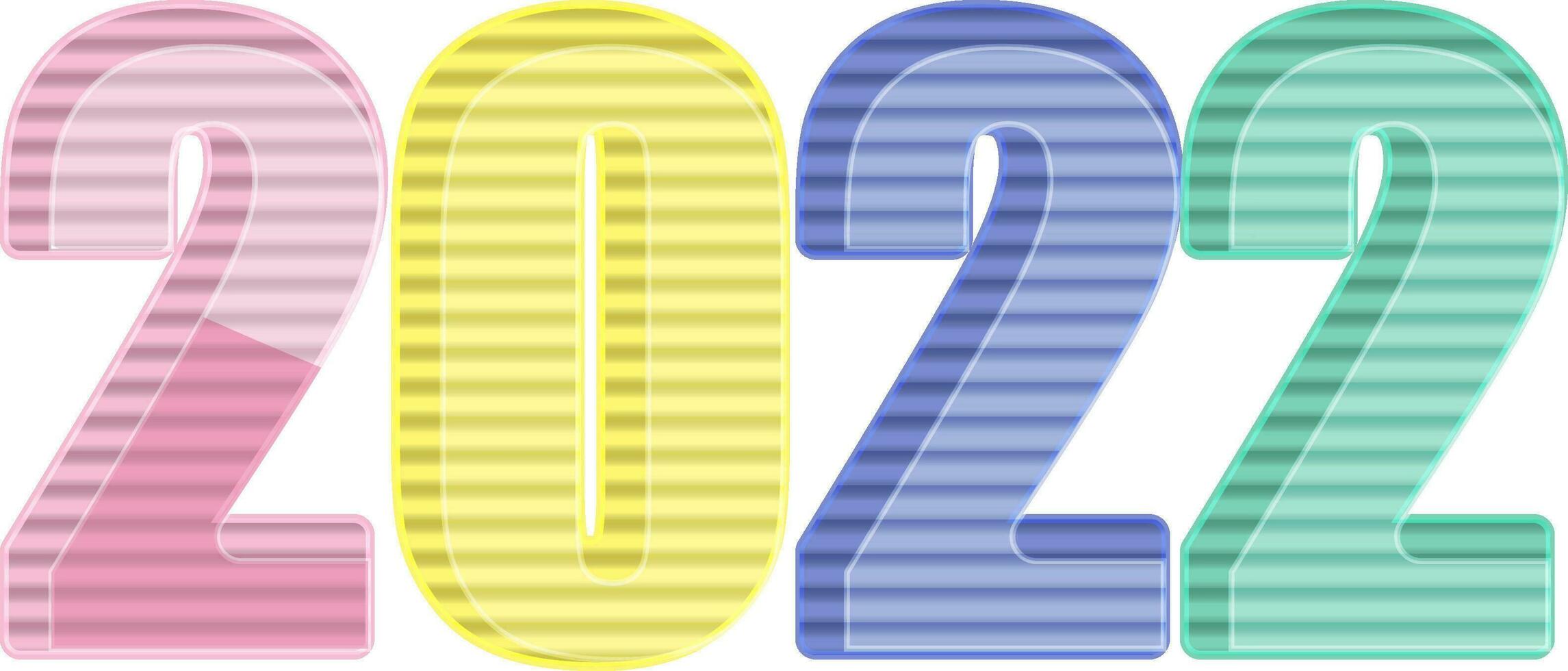 kleurrijk 2022 aantal met horizontaal lijn patroon Aan wit achtergrond. vector