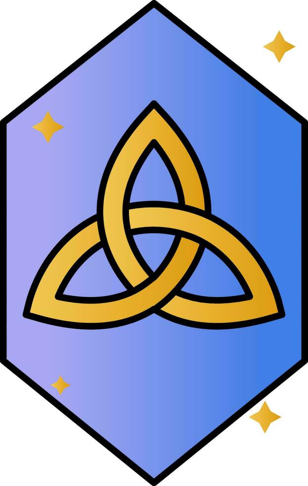 triquetra symbool Aan zeshoekig icoon in helling blauw en geel kleur. vector