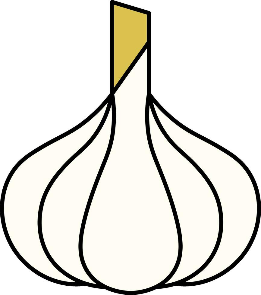 geïsoleerd knoflook icoon in geel en wit kleur. vector