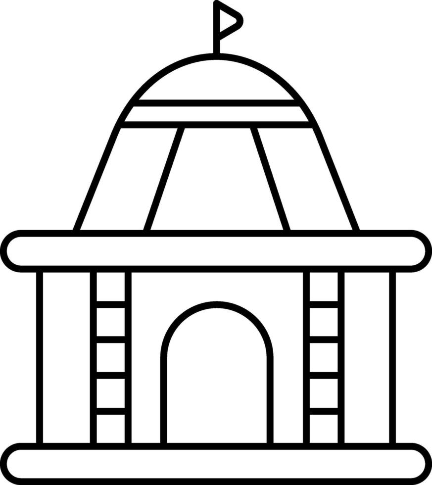 zwart lineair stijl tempel icoon of symbool. vector