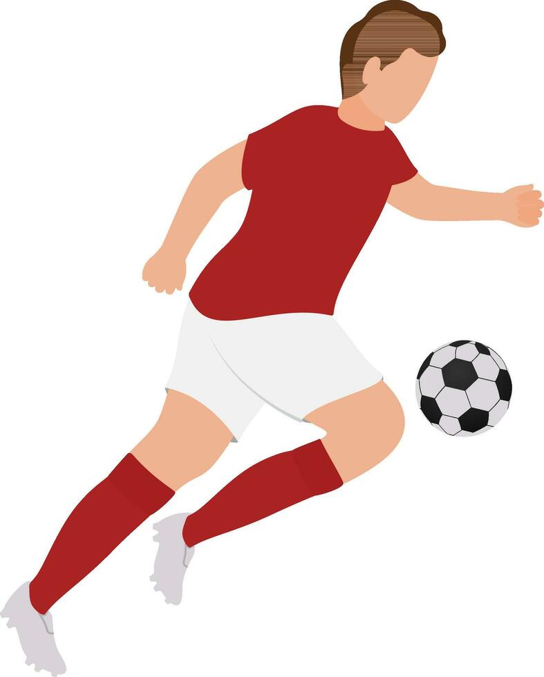 vlak stijl gezichtsloos jong Mens schoppen Amerikaans voetbal van knie. vector