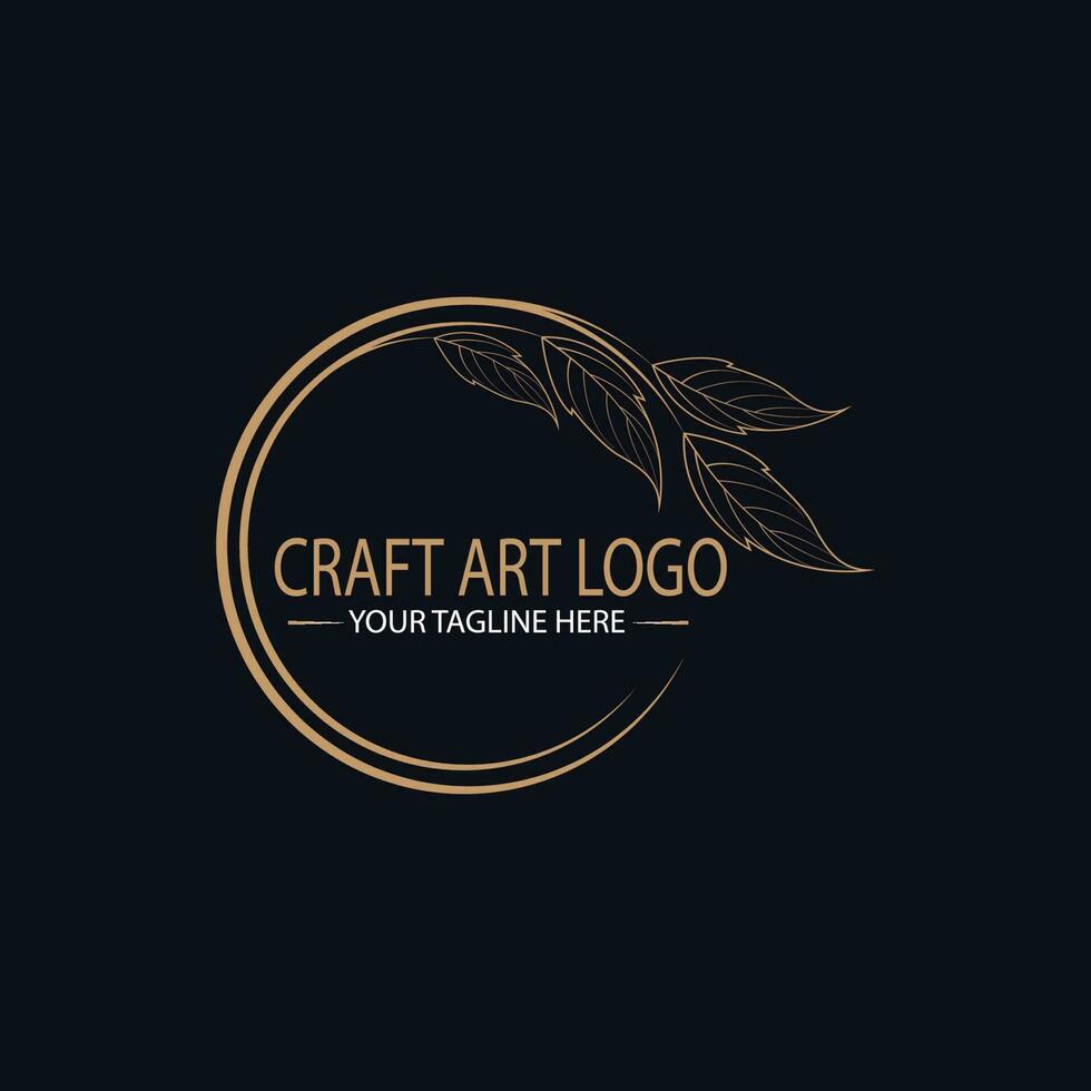 ambacht kunst logo ontwerp sjabloon, goud blad logo vector