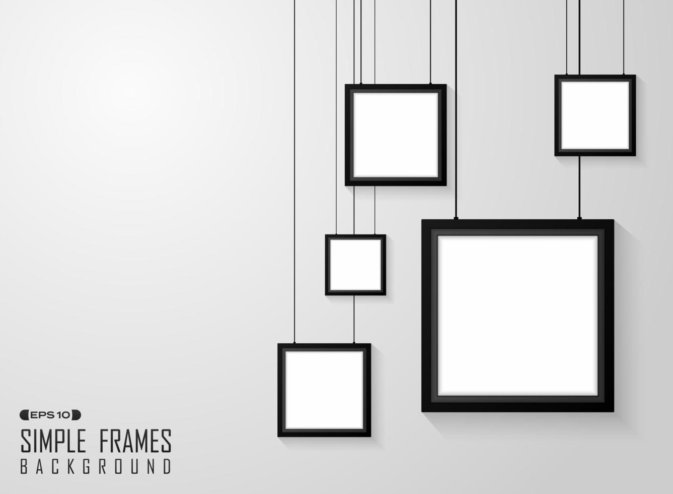 abstracte eenvoudige vierkante zwarte frames op grijze muur met kleurovergang. vector