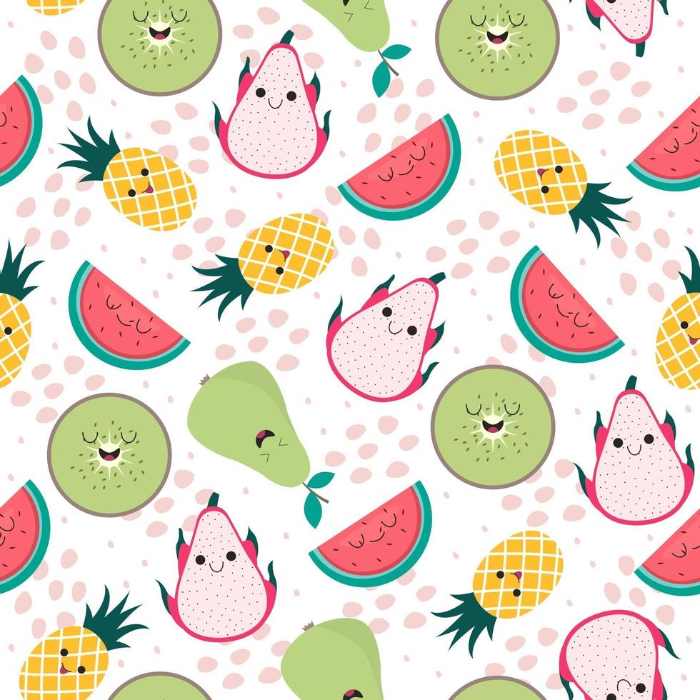 cutie fruitig kleurrijk naadloos patroon vector