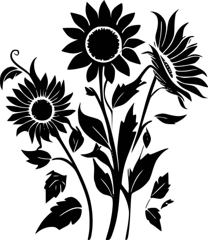 zonnebloemen - minimalistische en vlak logo - vector illustratie