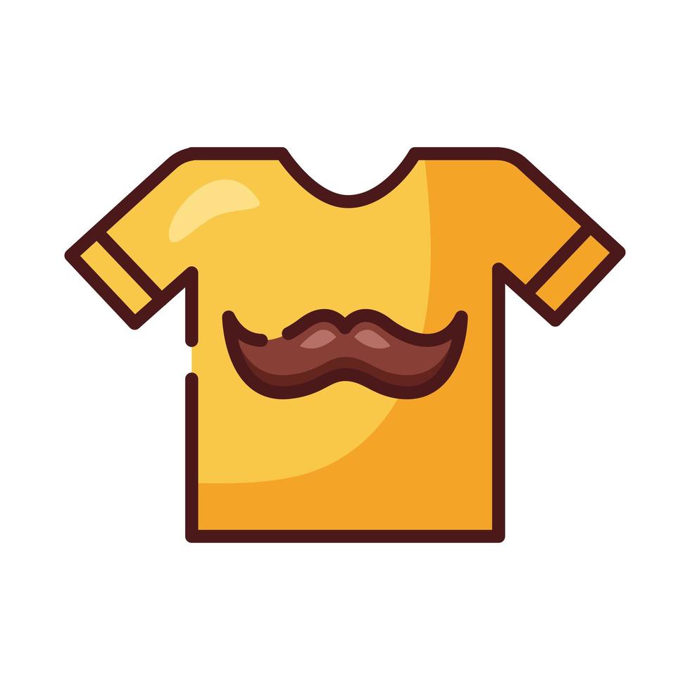 shirt met papa snor hipster lijn en opvulling stijlicoon vector