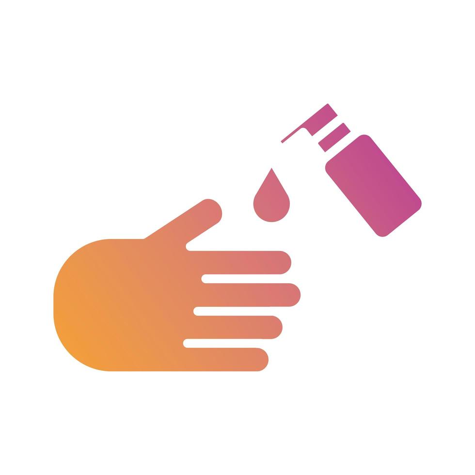 handen wassen met behulp van zeepfles gradiënt silhouet vector