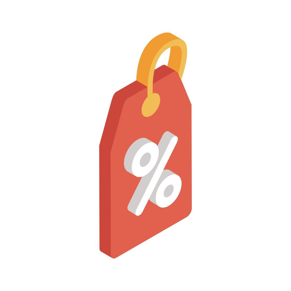 percentage op label isometrische stijl pictogram vector ontwerp