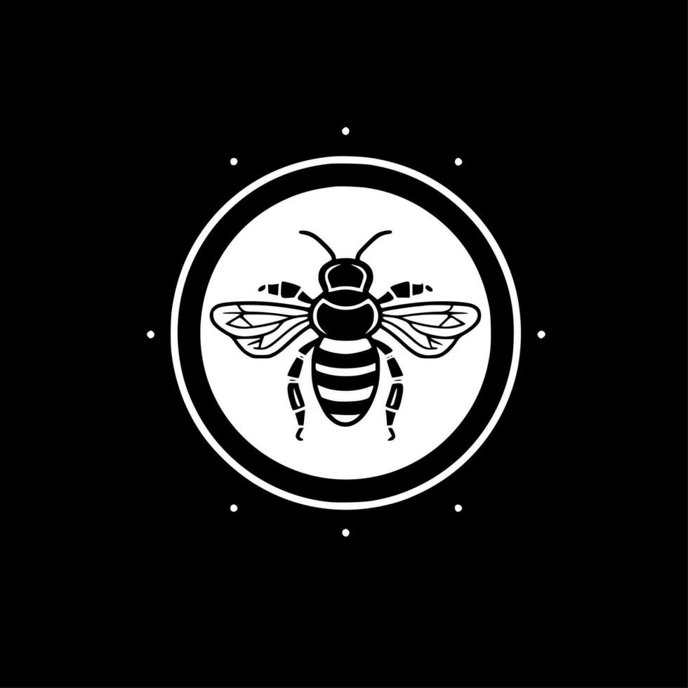 bijen - zwart en wit geïsoleerd icoon - vector illustratie