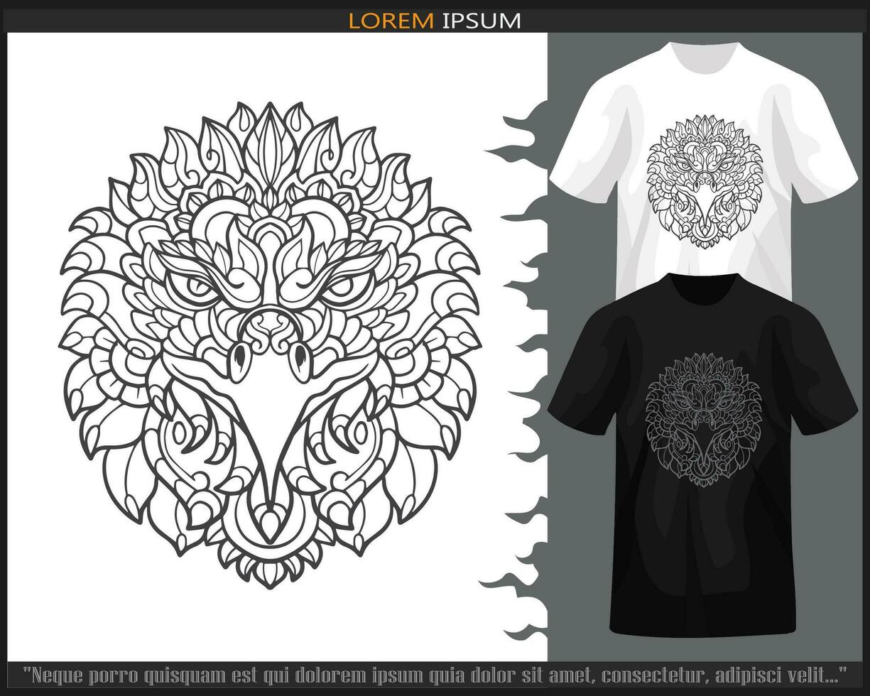 adelaar hoofd mandala kunsten geïsoleerd Aan zwart en wit t-shirt. vector