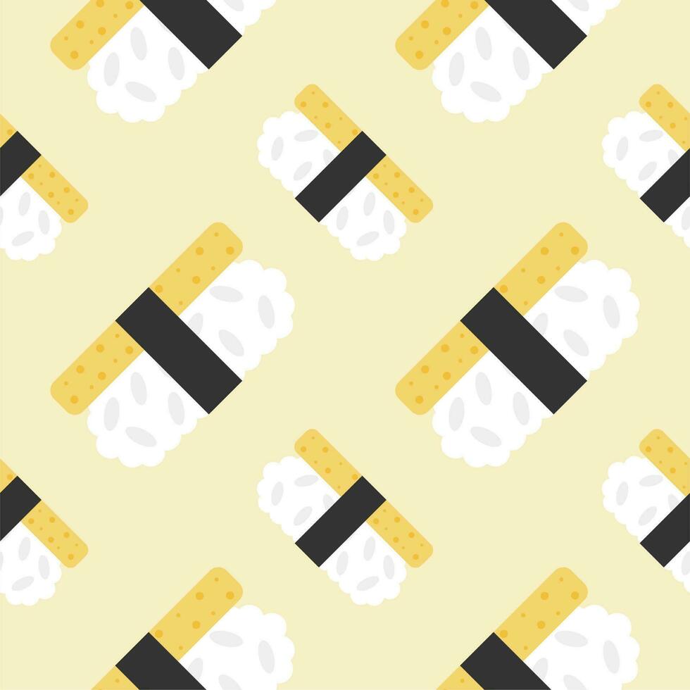 Tamago sushi naadloos patroon vector illustratie. sjabloon voor Japans voedsel cafe, Japans restaurant vector grappig stijl.