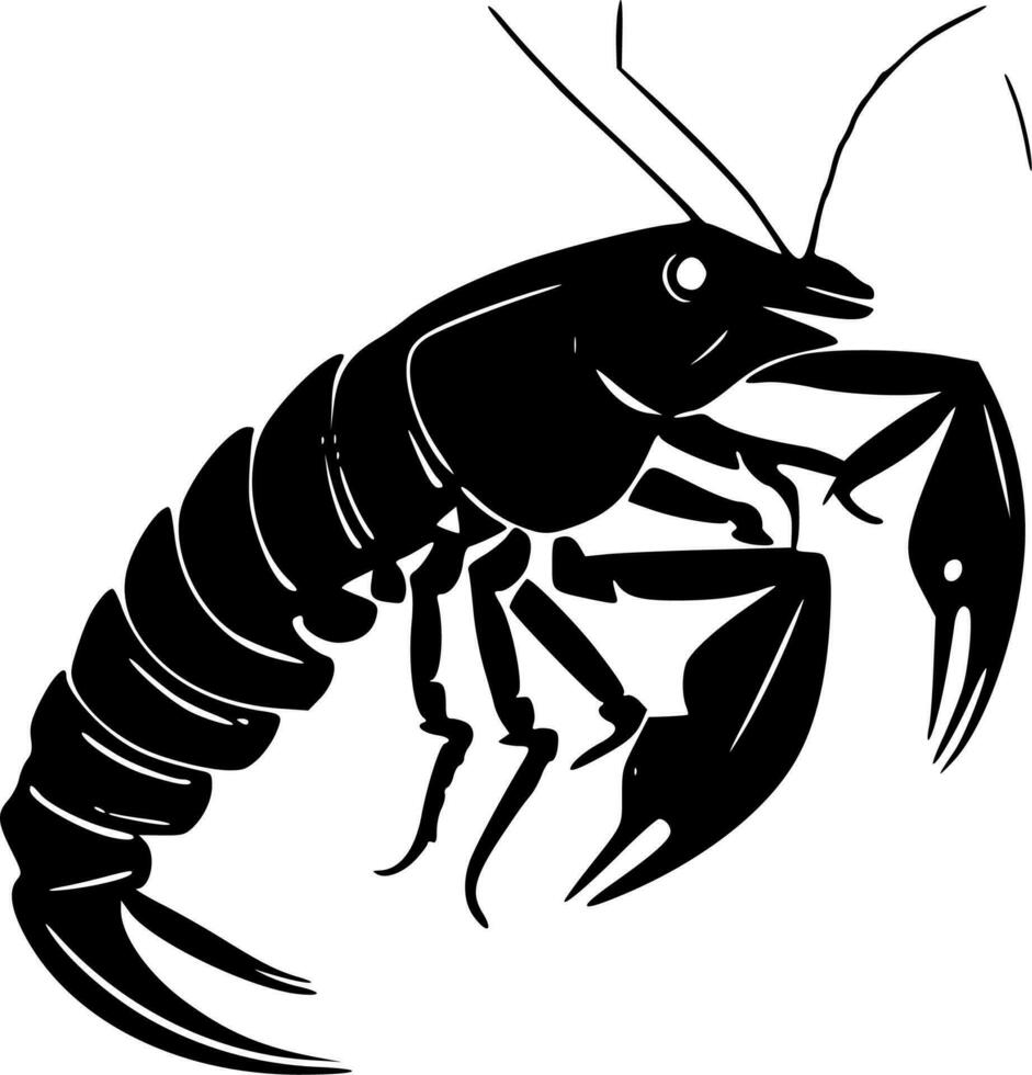rivierkreeft - zwart en wit geïsoleerd icoon - vector illustratie