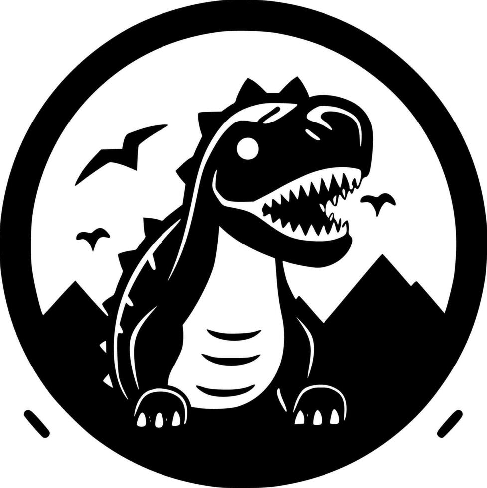 dinosaurus - zwart en wit geïsoleerd icoon - vector illustratie