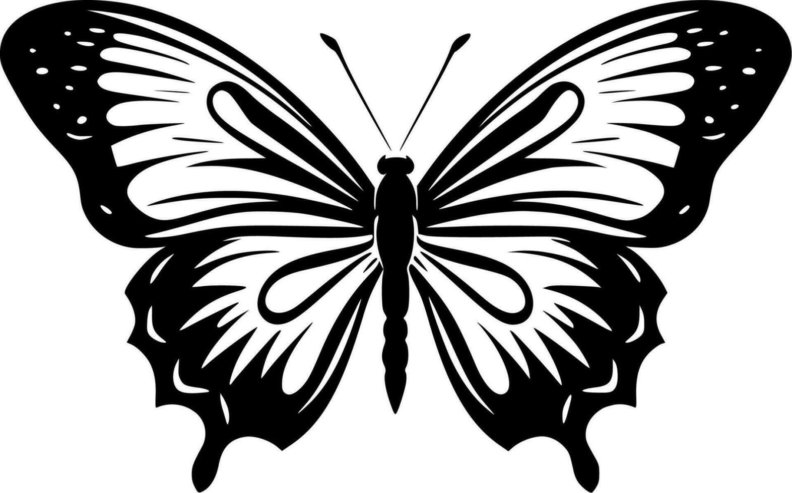 vlinders - zwart en wit geïsoleerd icoon - vector illustratie