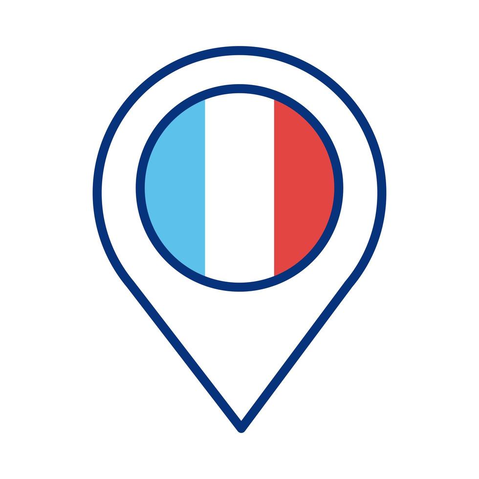 pinlocatie met de lijnstijl van de vlag van Frankrijk vector