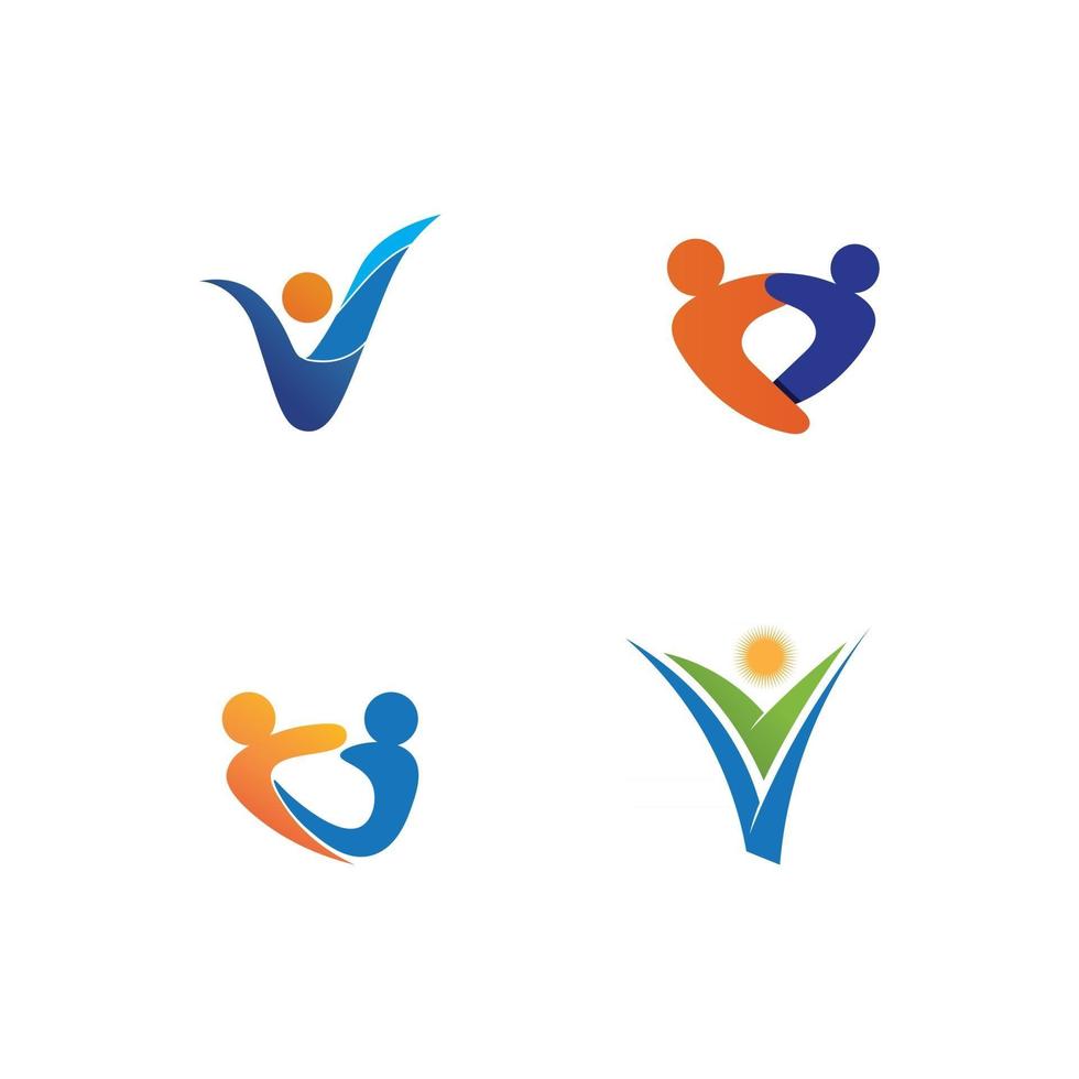 mensen zorg succes gezondheid leven logo sjabloon pictogrammen en gemeenschapsgroep vector