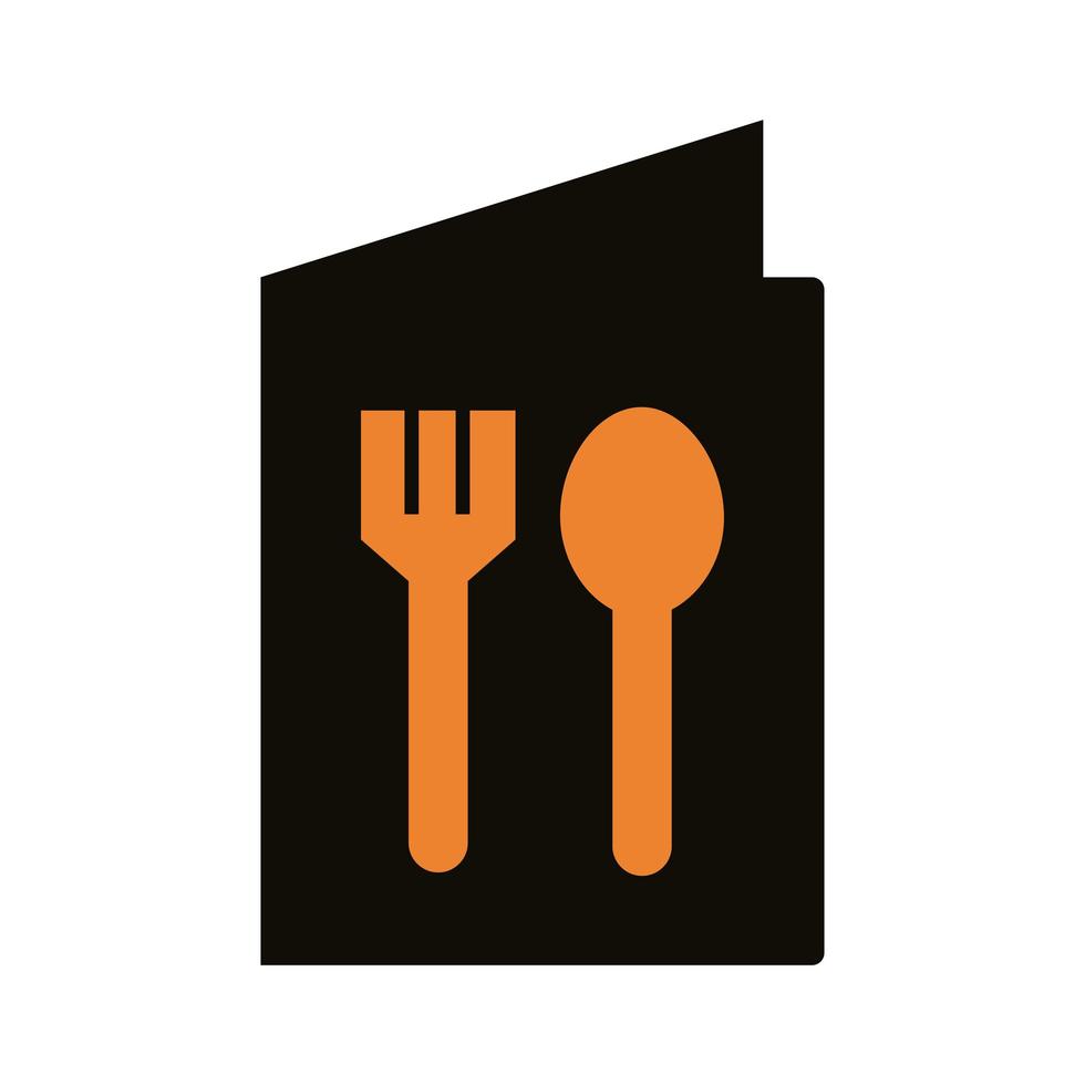 menu met vork en lepel bezorgservice silhouet stijl vector