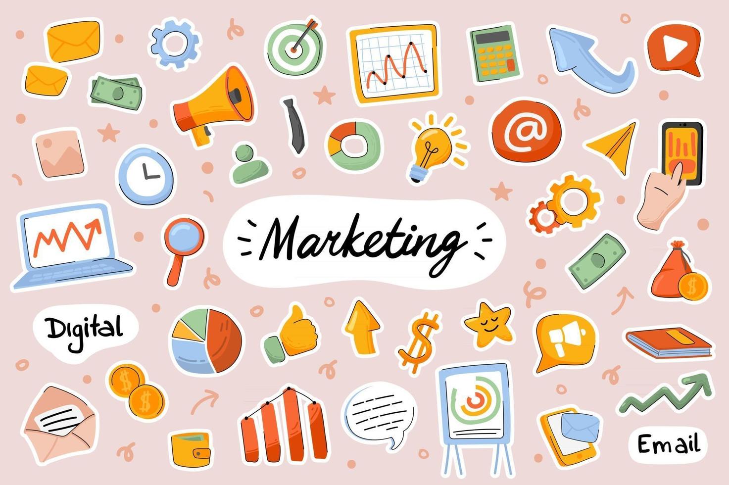 marketing schattige stickers sjabloon set vector