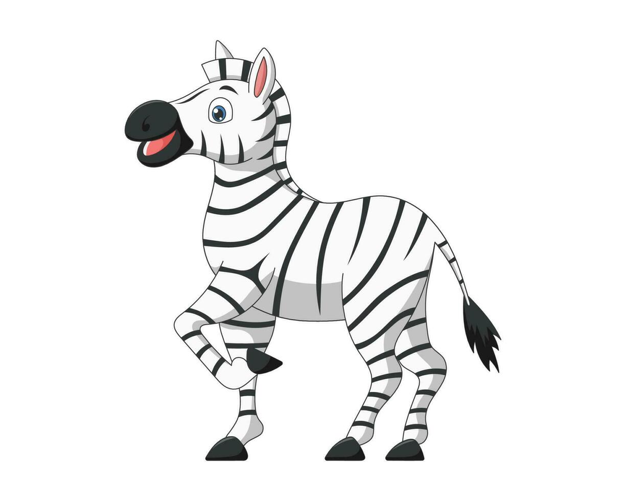 schattig tekenfilm zebra. tekening Afrikaanse baby wild glimlachen karakter. soort glimlachen oerwoud safari dier. creatief grafisch hand- getrokken afdrukken. vector eps illustratie