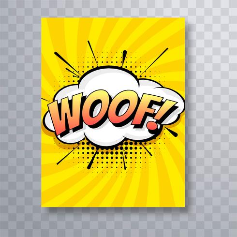 Van het de woofbrochure van het pop-art kleurrijk grappig boek het malplaatjoontwerp vector