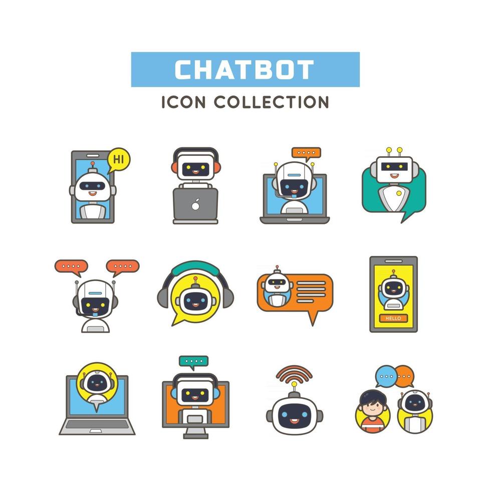 set van chat bot iconen vector
