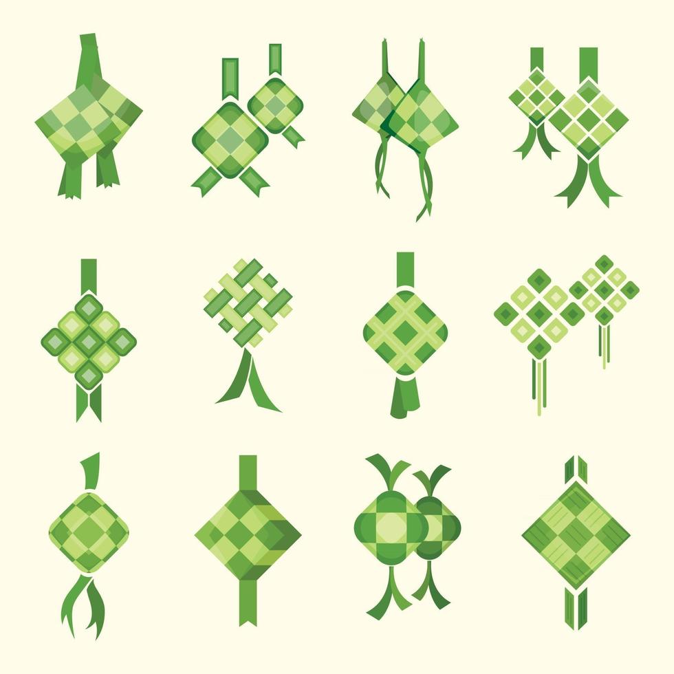 variatie van ketupat icon set vector