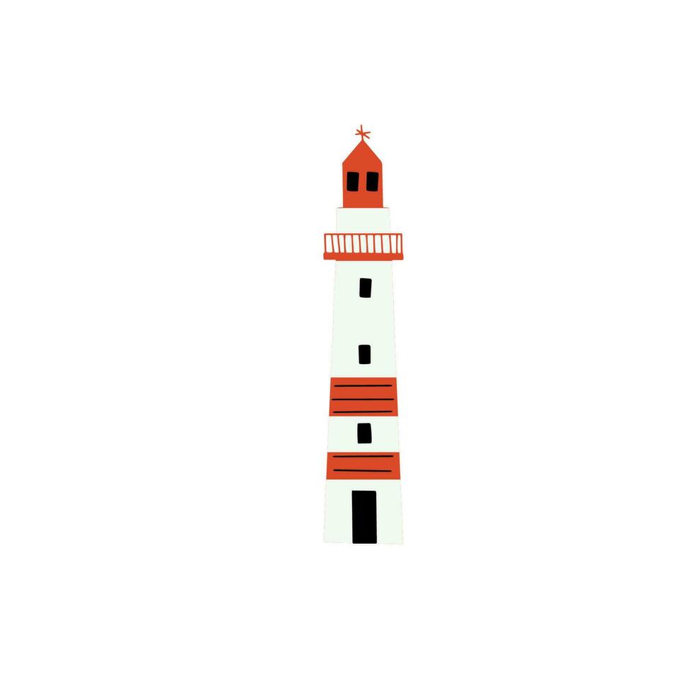 vuurtoren. kustlijn architectuur gebouw. bakens met venster. vector illustratie