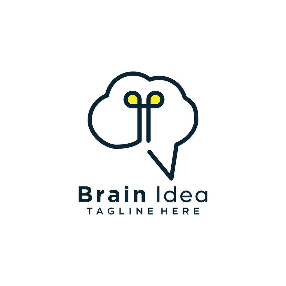 hersenen idee logo met gemakkelijk lijn kunst en creatief idee ontwerp vector