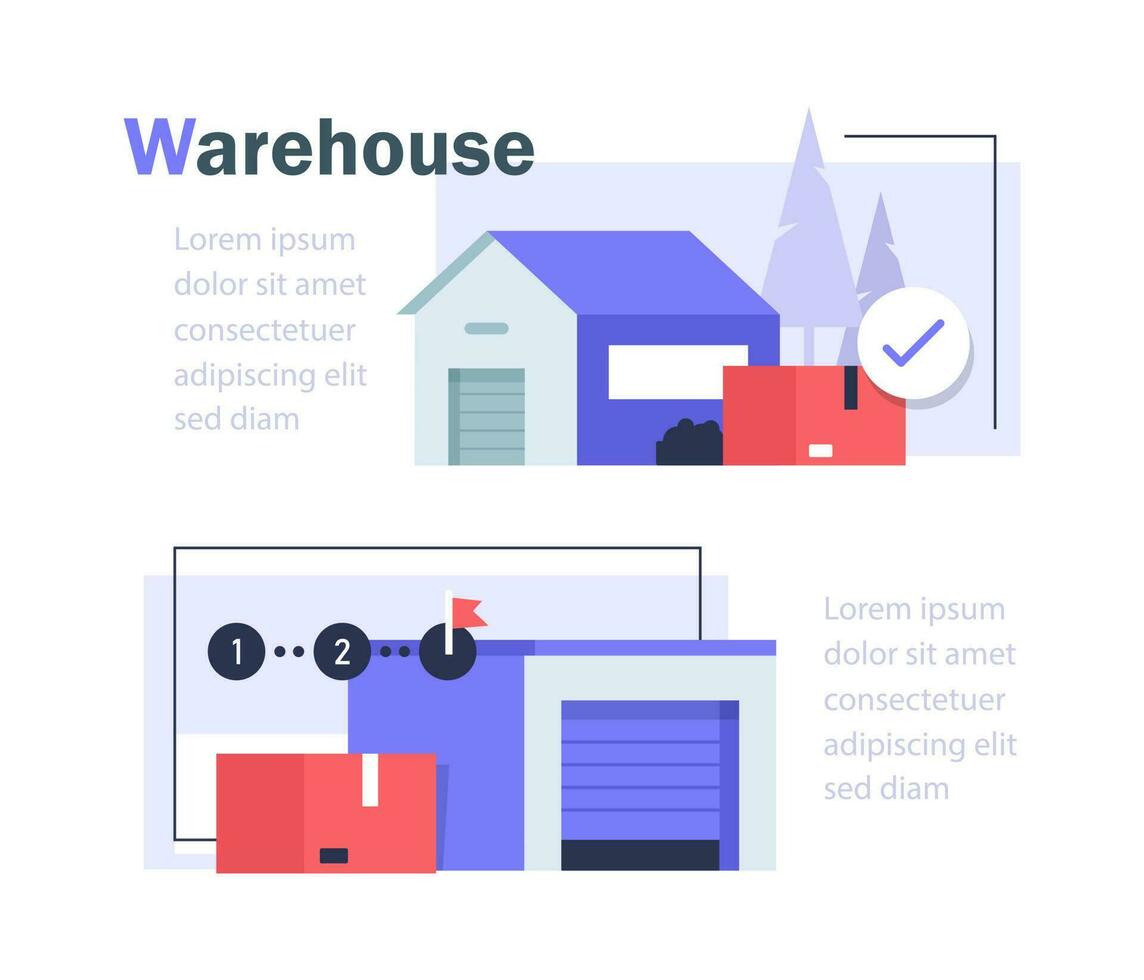 magazijn industrie met opslagruimte gebouwen magazijn logistiek, magazijn beheer ,logistiek beheer vector