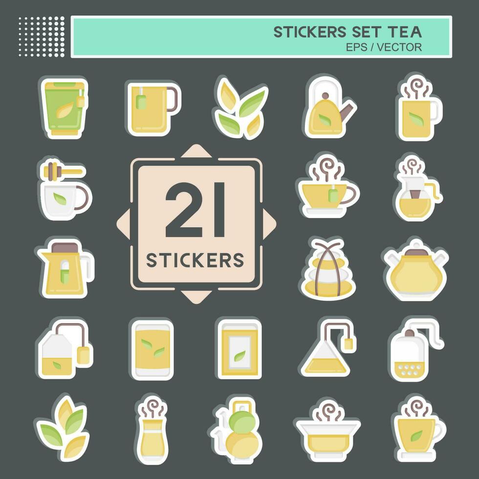 sticker reeks thee. verwant naar drinken symbool. gemakkelijk ontwerp bewerkbaar. gemakkelijk illustratie. groen thee vector