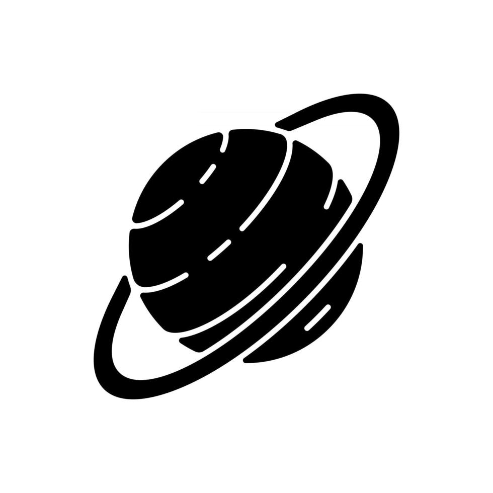 Saturnus zwarte glyph-pictogram vector