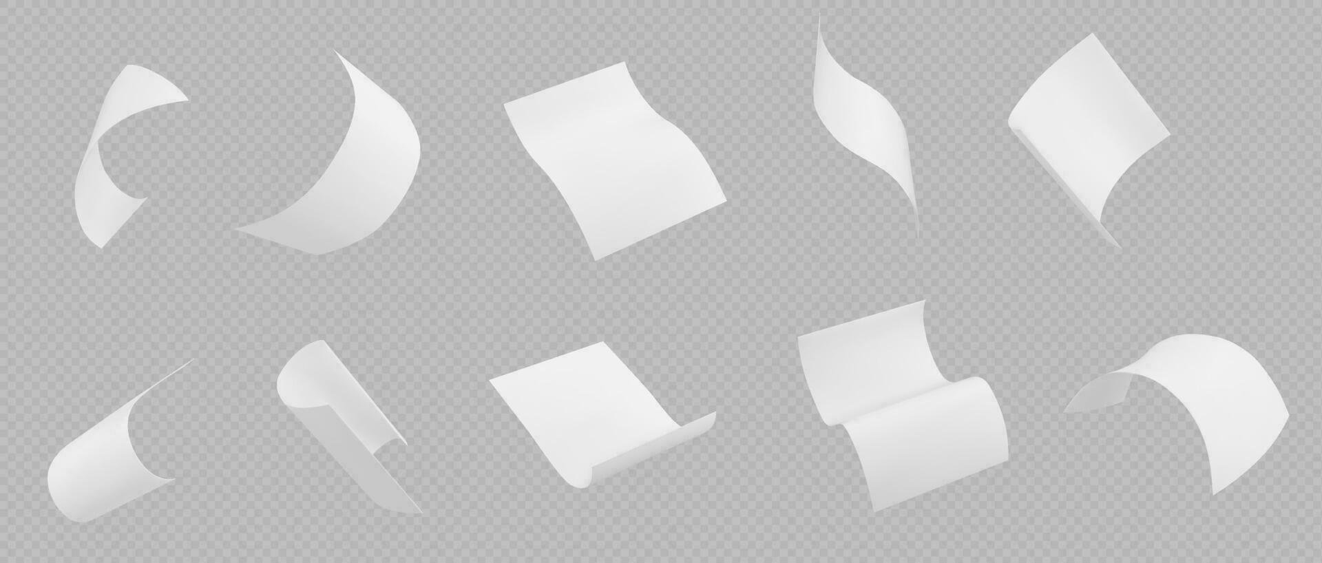 vlieg wit papier vel, vallen document bladzijde vector