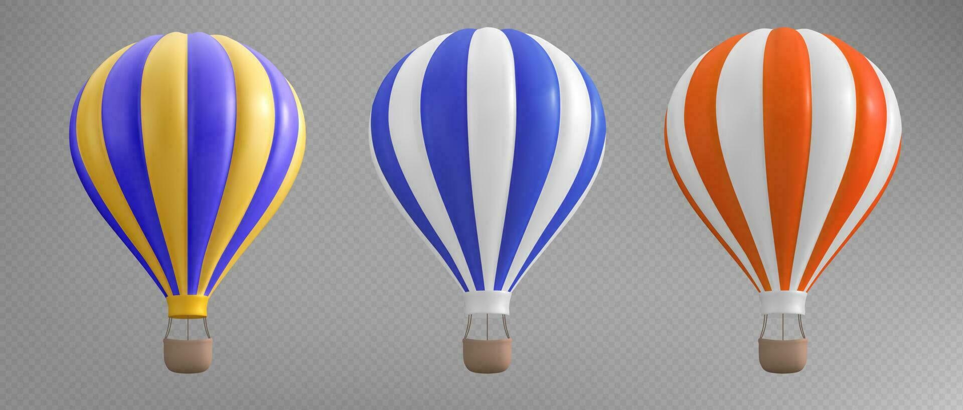 3d geïsoleerd hoi lucht ballon mand illustratie vector