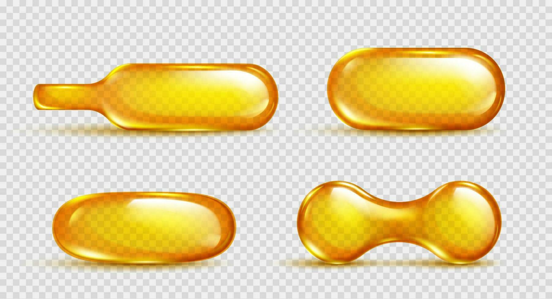 realistisch 3d olie capsule Aan grijs achtergrond vector