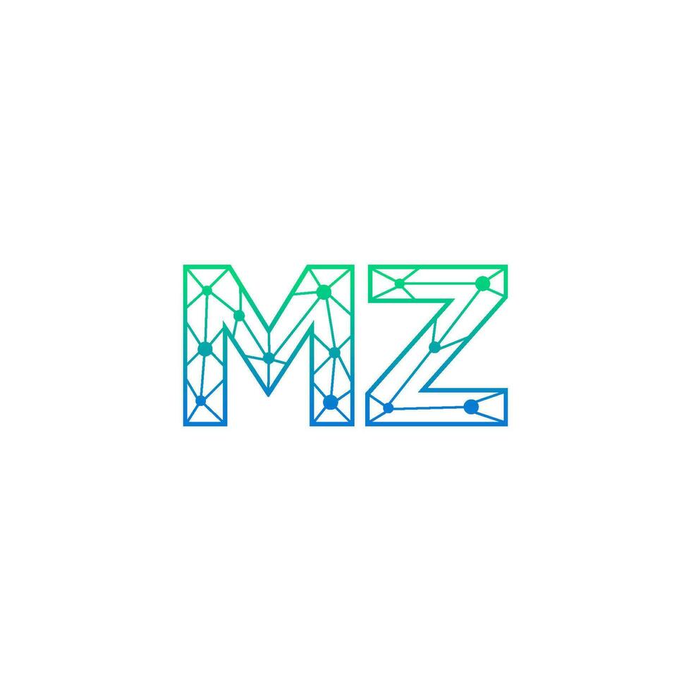 abstract brief mz logo ontwerp met lijn punt verbinding voor technologie en digitaal bedrijf bedrijf. vector