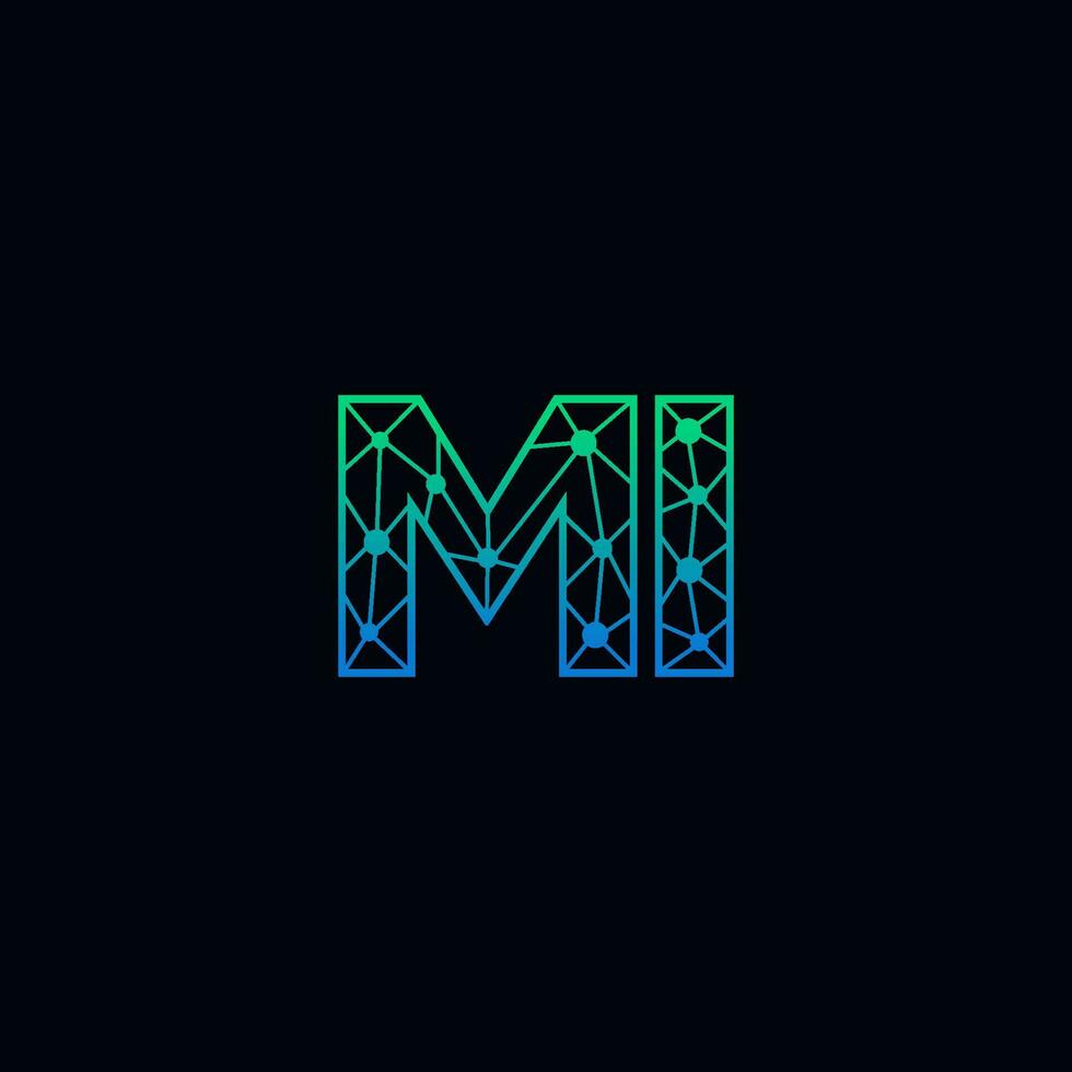 abstract brief mi logo ontwerp met lijn punt verbinding voor technologie en digitaal bedrijf bedrijf. vector