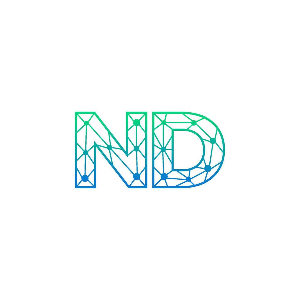 abstract brief nd logo ontwerp met lijn punt verbinding voor technologie en digitaal bedrijf bedrijf. vector