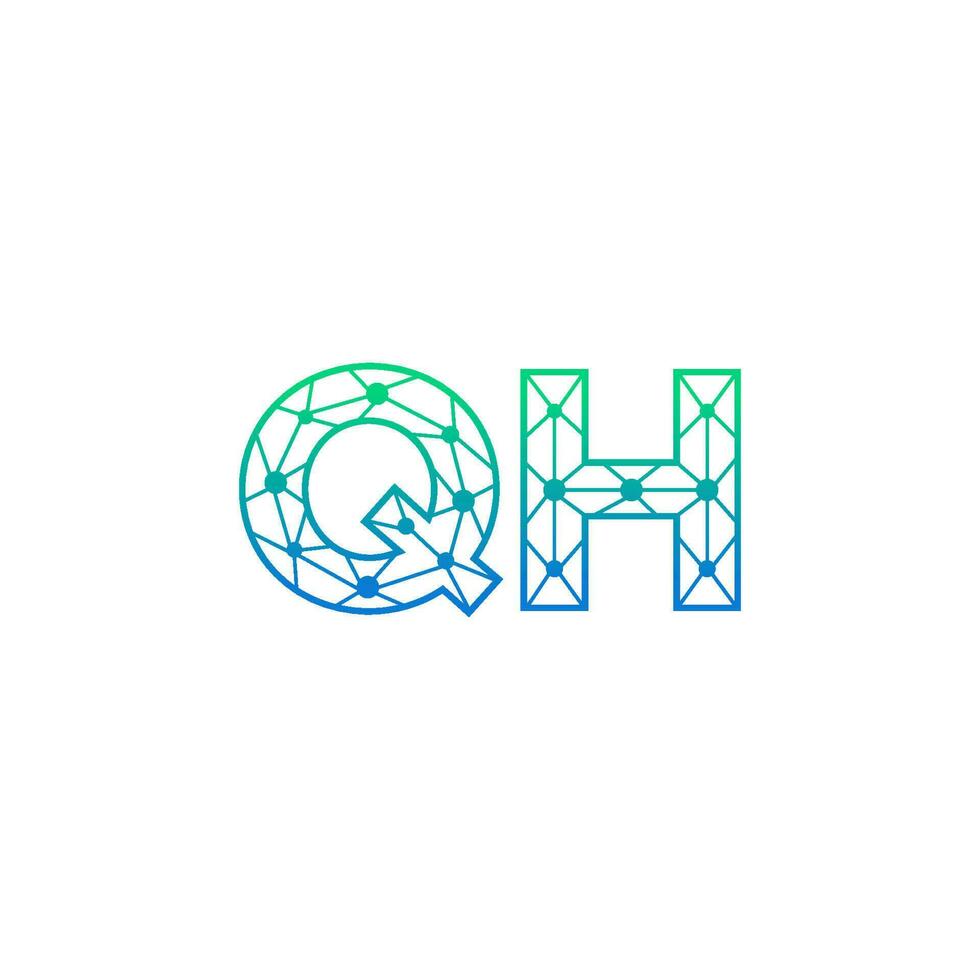 abstract brief qh logo ontwerp met lijn punt verbinding voor technologie en digitaal bedrijf bedrijf. vector
