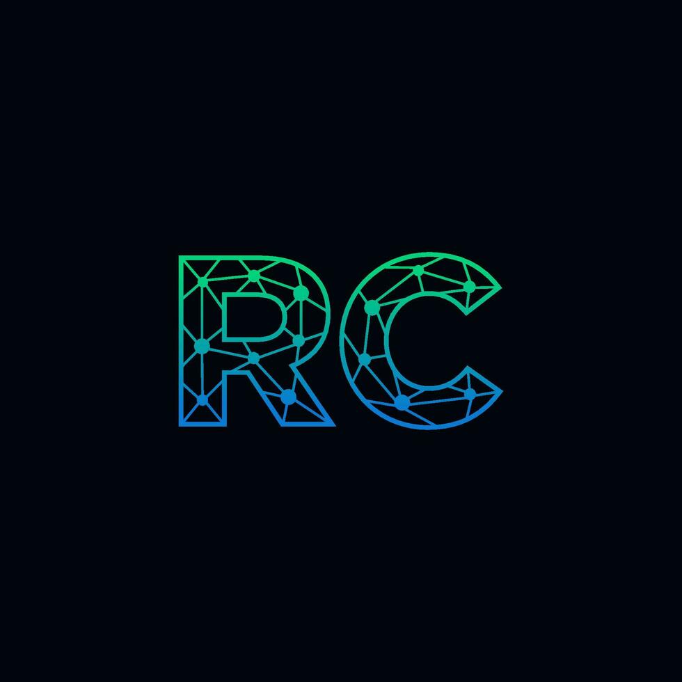 abstract brief rc logo ontwerp met lijn punt verbinding voor technologie en digitaal bedrijf bedrijf. vector