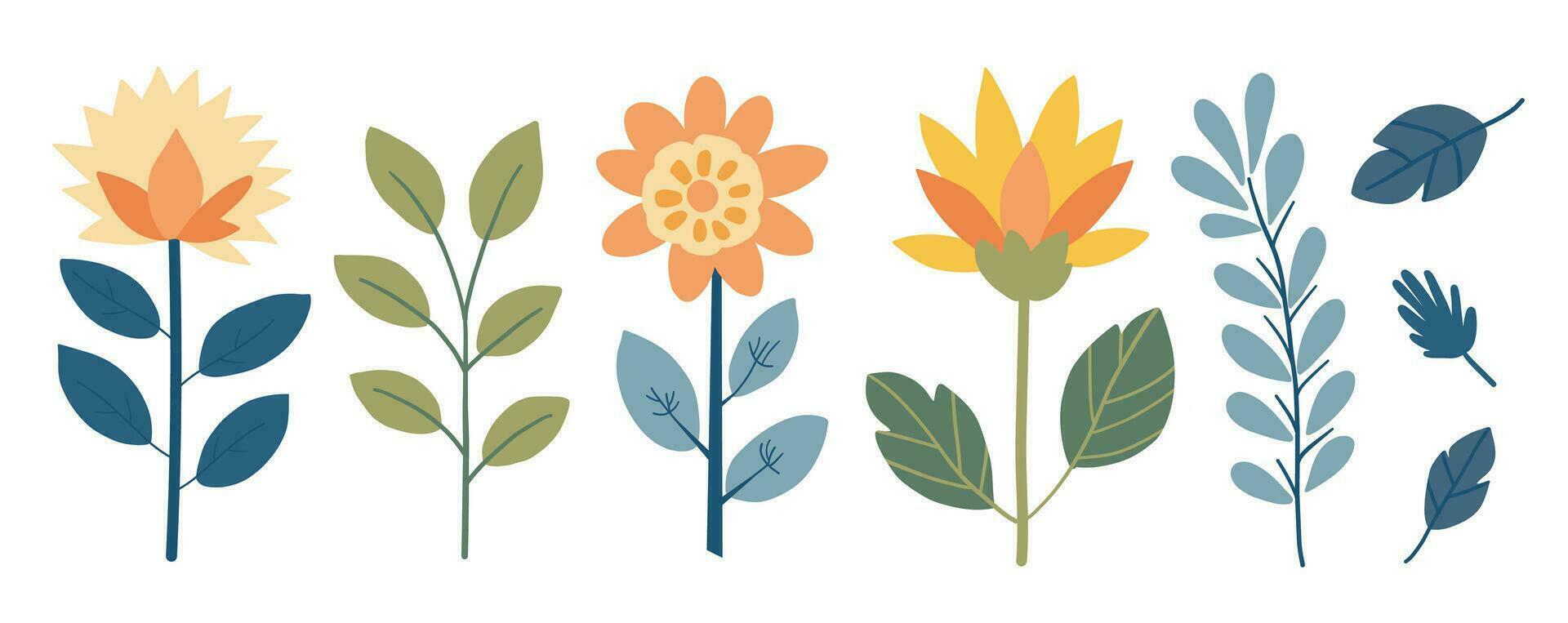 vlak bloemen uitrusting geïsoleerd Aan wit achtergrond, vector fabriek reeks tekening illustratie, schattig decoratief stijl